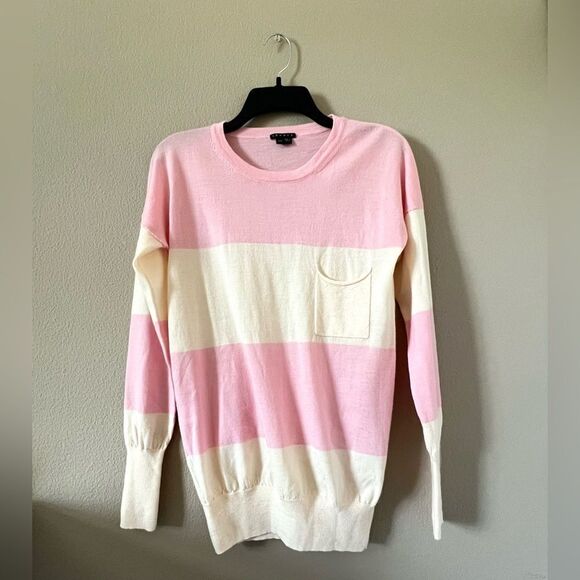 Theory 100% Wool Striped Pocket Sweater